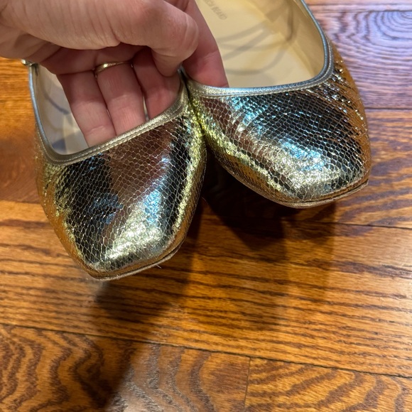 Veronica Beard Ellie Metallic Maryjane Ballet Flat in Platinum Gold Size 9 EUC - Picture 7 of 11